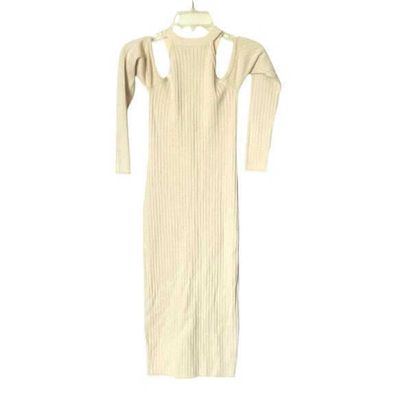 Lovers + Friends Astrid Ribbed Cutout Cream Midi Dress Size XS - Picture 6 of 6